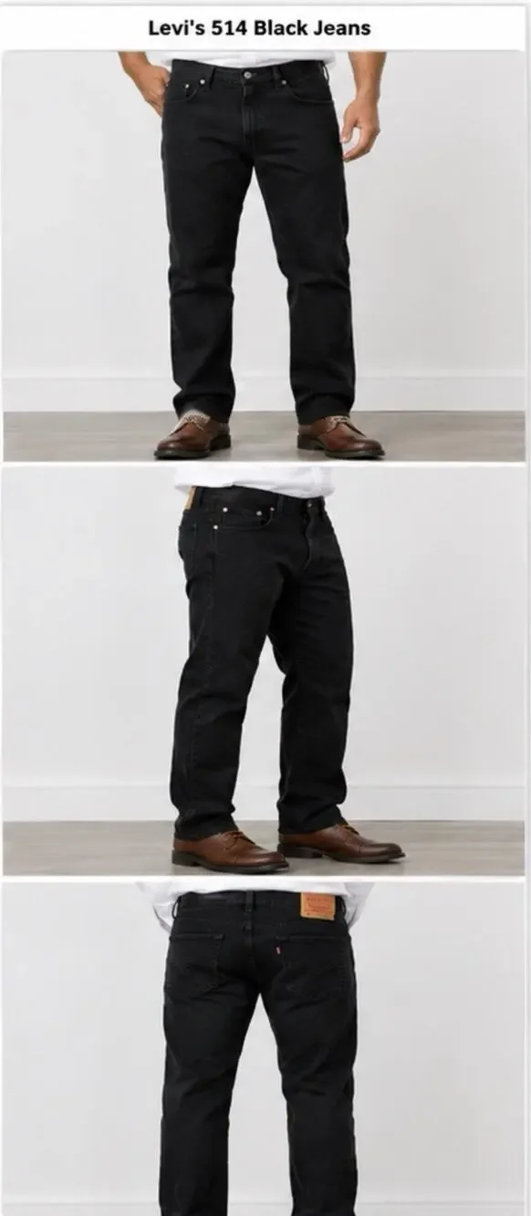 Levi’s 514 Straight Fit Black Jeans Men’s 40x30 Stretch Denim Pants